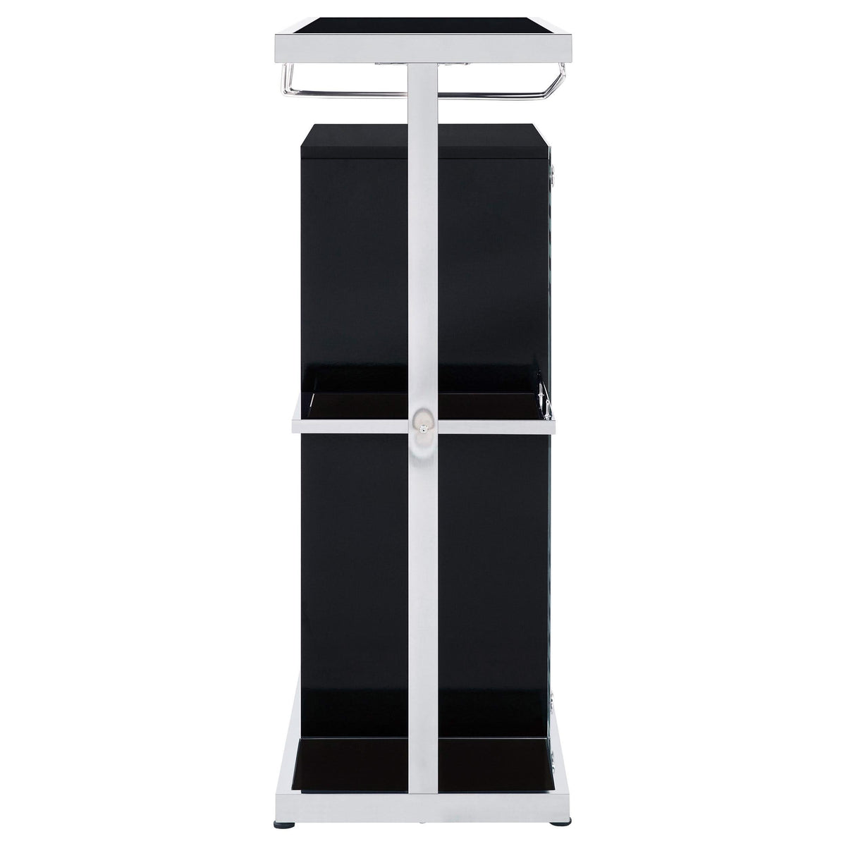 Estante de vidrio de dos niveles Zinnia para bar en casa, mueble para vinos, color negro
