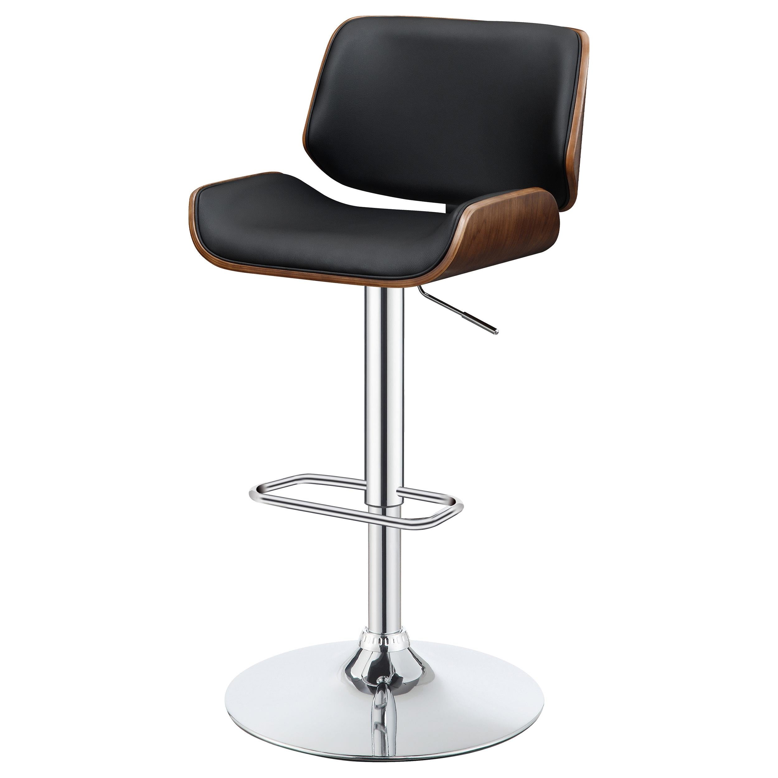 Folsom Upholstered Adjustable Bar Stool Black and Chrome