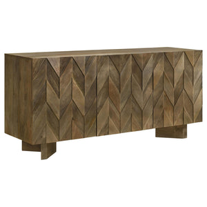 Aparador de madera maciza de 3 puertas Tyler, color marrón mango