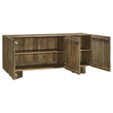 Aparador de madera maciza de 3 puertas Tyler, color marrón mango