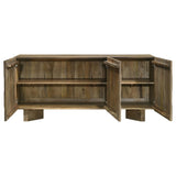 Aparador de madera maciza de 3 puertas Tyler, color marrón mango