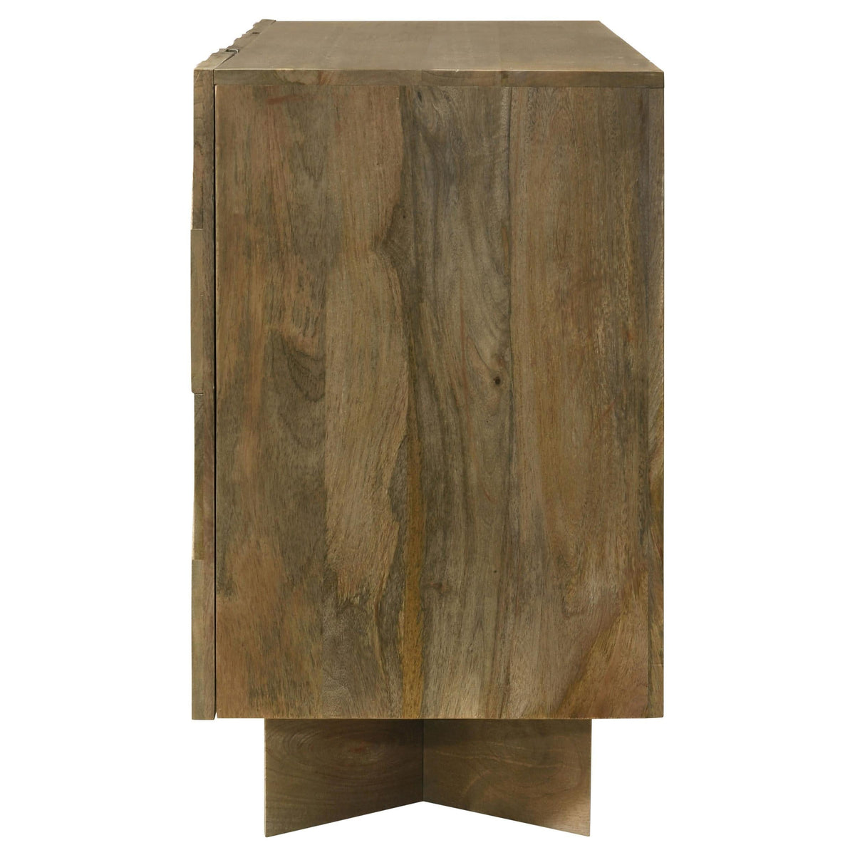 Aparador de madera maciza de 3 puertas Tyler, color marrón mango