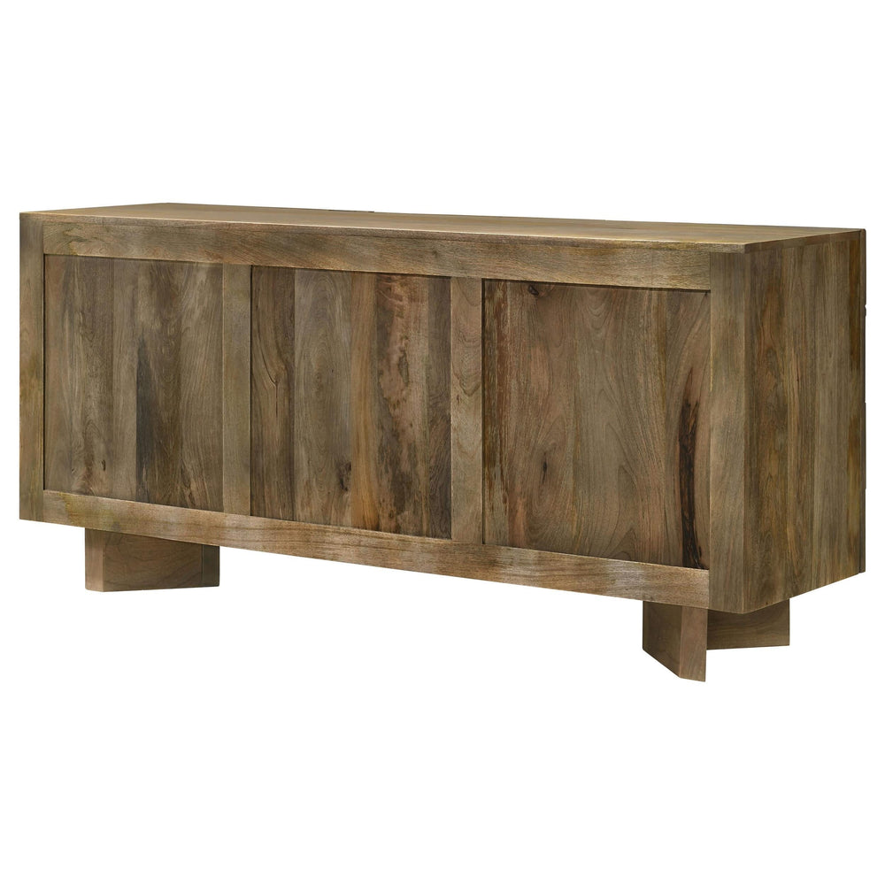 Aparador de madera maciza de 3 puertas Tyler, color marrón mango