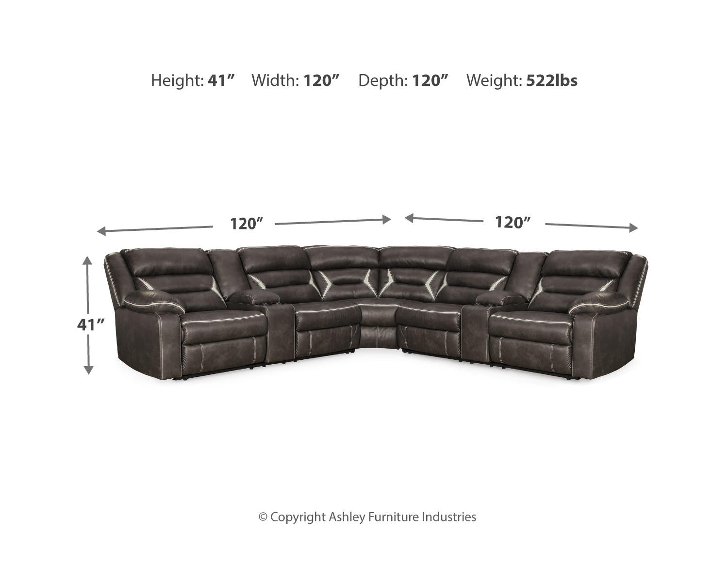 Kincord 3-Piece Power Reclining Sectional