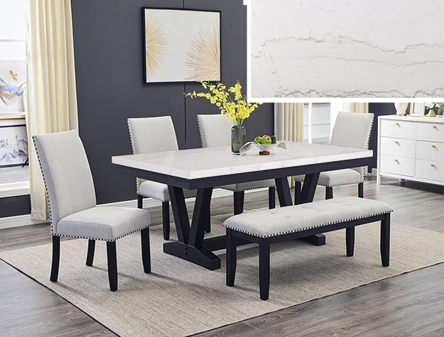 1319-7P/1320-NH VANCE FAUX TBL/BLACK SIDE CHAIRS