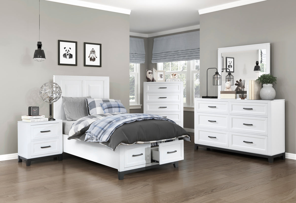 Twin Platform Bed with Footboard Storage