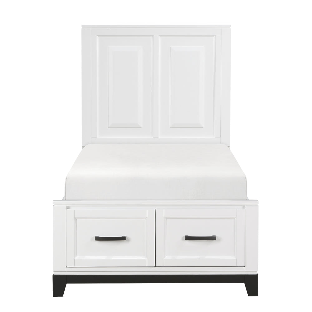 Twin Platform Bed with Footboard Storage