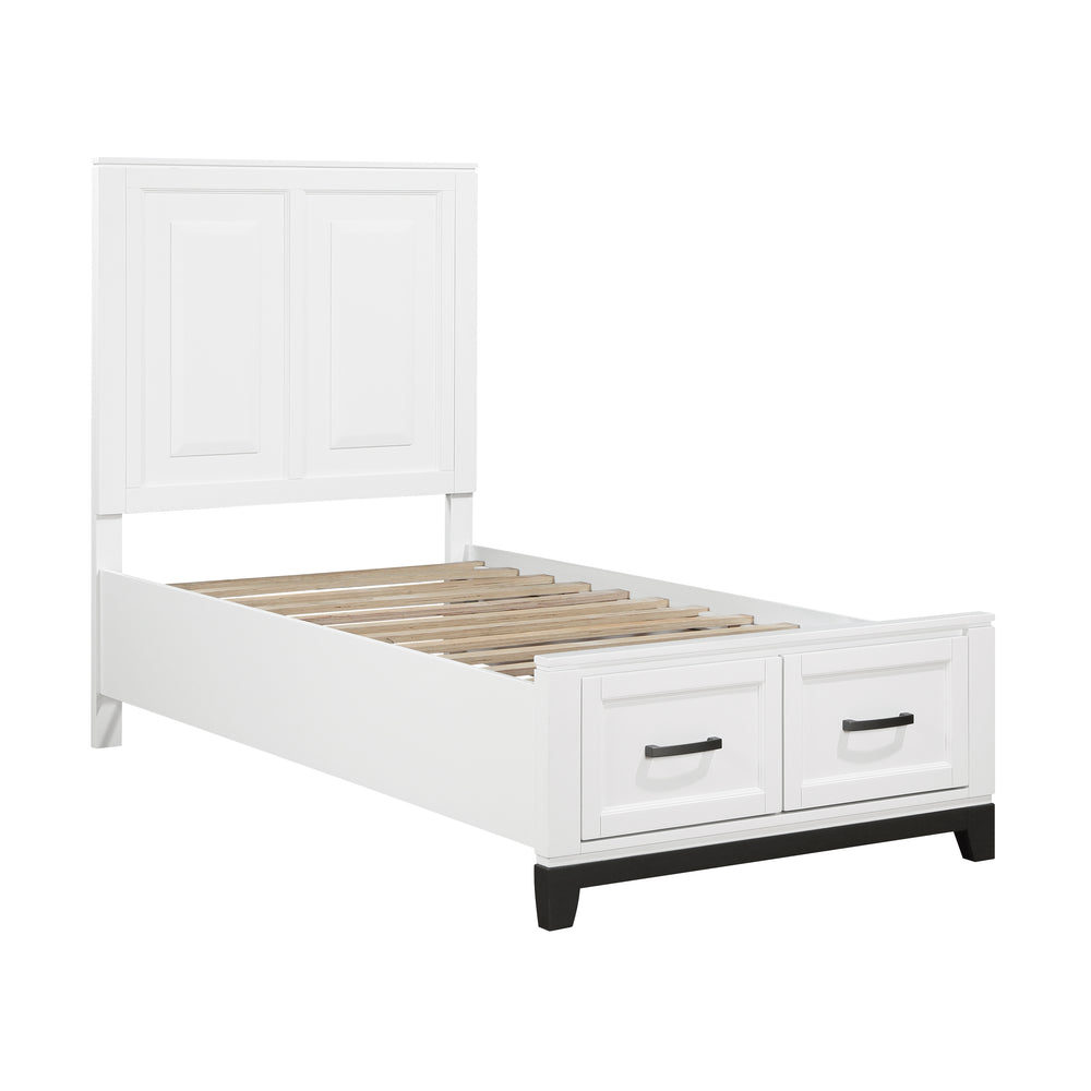 Twin Platform Bed with Footboard Storage