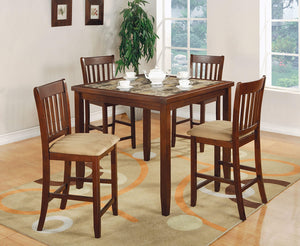 Juego de mesa de comedor Jardin de 5 piezas, altura de mostrador, color marrón rojizo