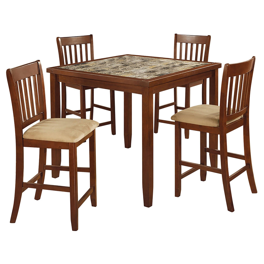 Juego de mesa de comedor Jardin de 5 piezas, altura de mostrador, color marrón rojizo