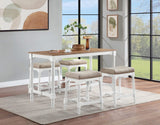 Juego de comedor rectangular de 5 piezas Martina, altura de mostrador, color blanco
