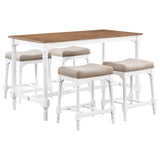 Juego de comedor rectangular de 5 piezas Martina, altura de mostrador, color blanco
