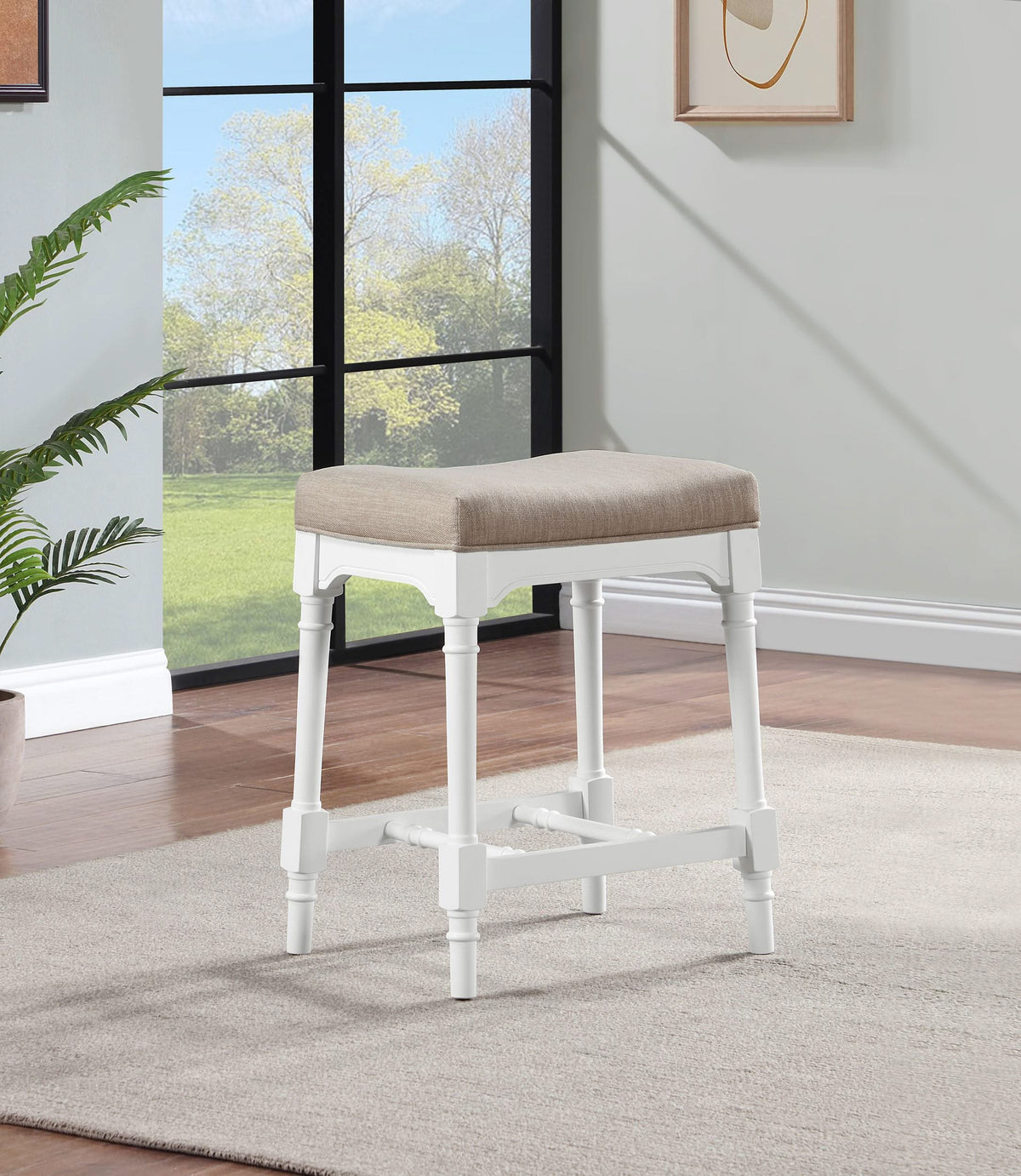 Juego de comedor rectangular de 5 piezas Martina, altura de mostrador, color blanco