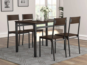 Juego de comedor rectangular Lana de 5 piezas en marrón oscuro y negro