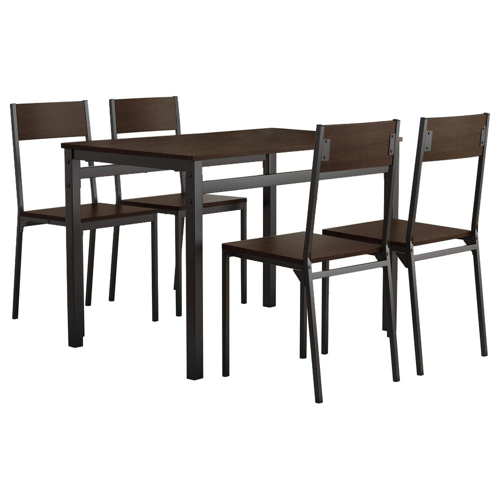 Juego de comedor rectangular Lana de 5 piezas en marrón oscuro y negro