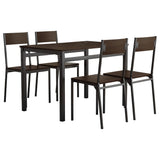 Juego de comedor rectangular Lana de 5 piezas en marrón oscuro y negro