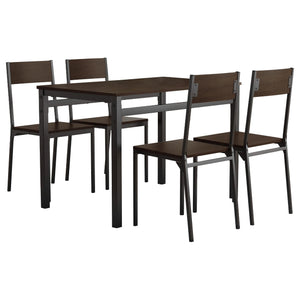 Juego de comedor rectangular Lana de 5 piezas en marrón oscuro y negro