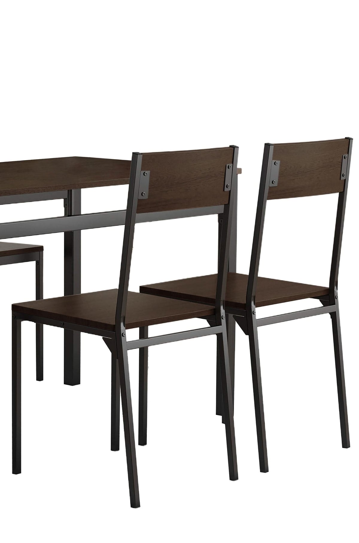 Juego de comedor rectangular Lana de 5 piezas en marrón oscuro y negro