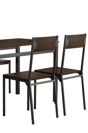Juego de comedor rectangular Lana de 5 piezas en marrón oscuro y negro