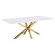 Mesa de comedor rectangular Venera de 79 pulgadas de imitación de mármol blanco