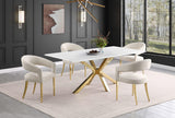 Mesa de comedor rectangular Venera de 79 pulgadas de imitación de mármol blanco