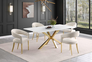 Mesa de comedor rectangular Venera de 79 pulgadas de imitación de mármol blanco