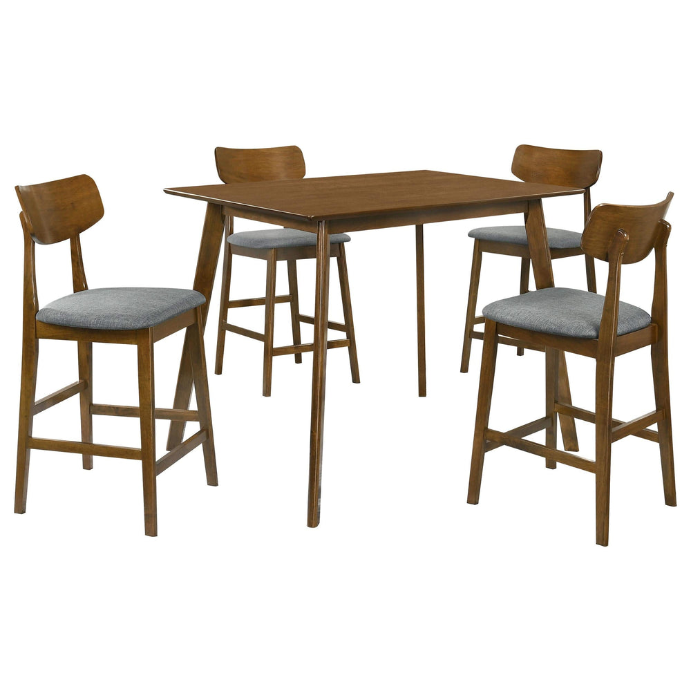 Juego de comedor Robbie de 5 piezas y 47 pulgadas de altura de mostrador en nogal