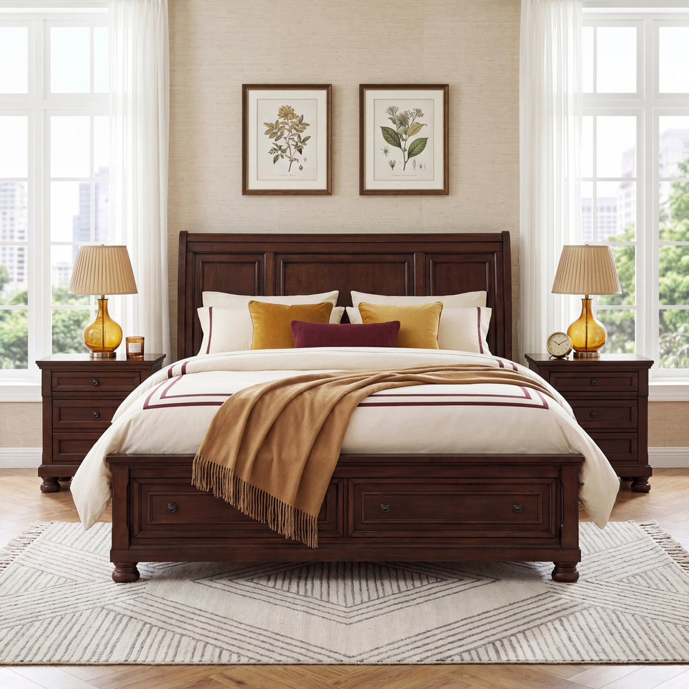Eastern King Platform Bed with Footboard Storage