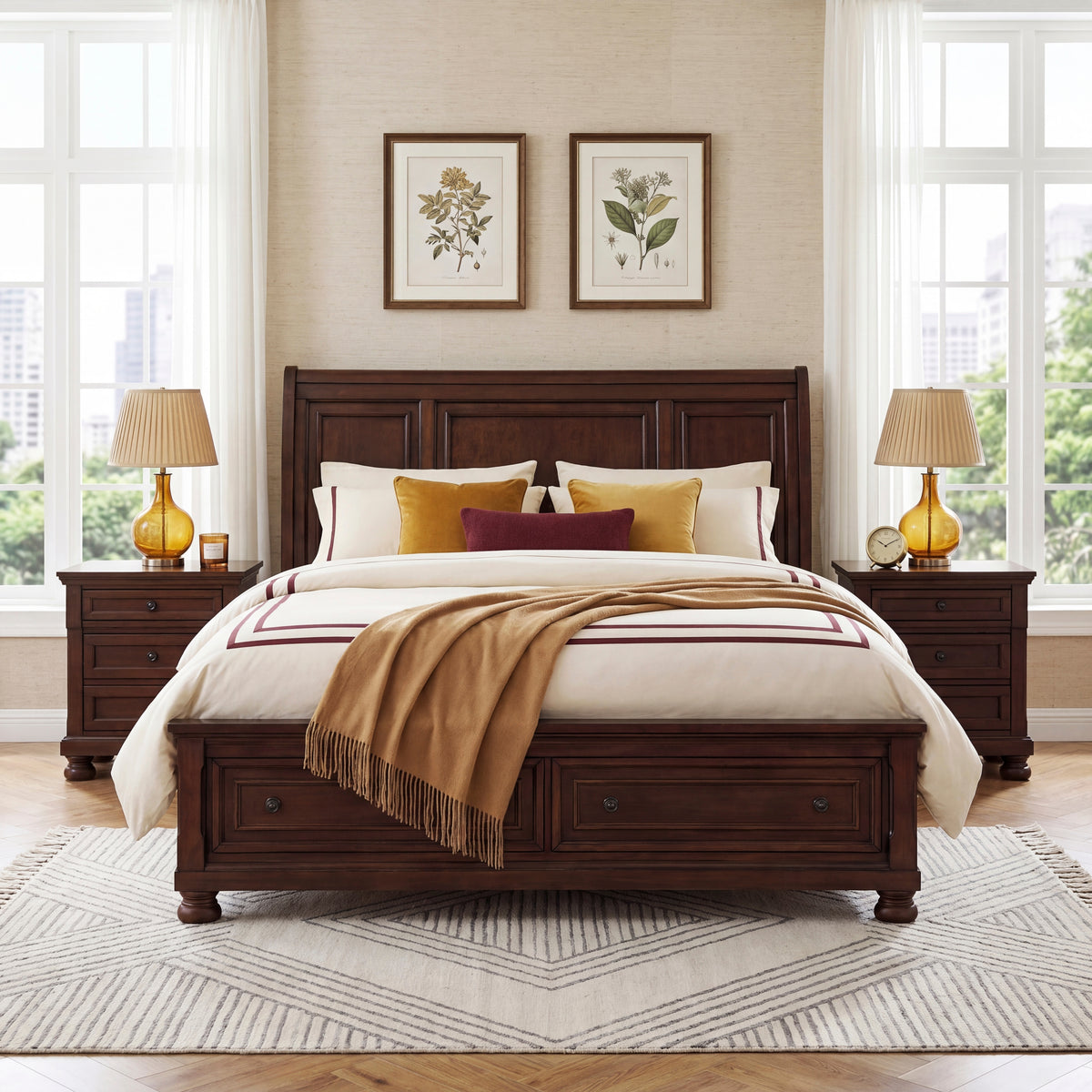 Eastern King Platform Bed with Footboard Storage