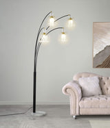 Lámpara de pie colgante Maisel de 91 pulgadas con forma de árbol de arco de cristal, color negro