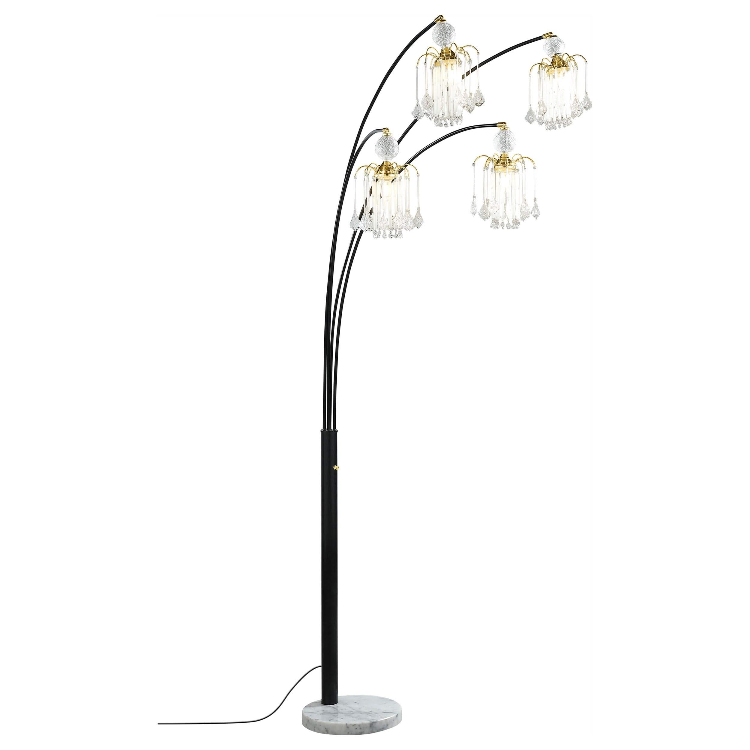 Lámpara de pie colgante Maisel de 91 pulgadas con forma de árbol de arco de cristal, color negro