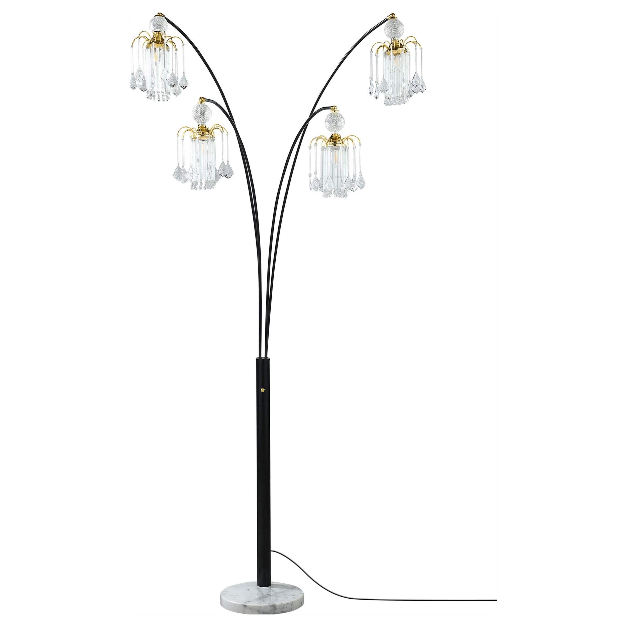 Lámpara de pie colgante Maisel de 91 pulgadas con forma de árbol de arco de cristal, color negro
