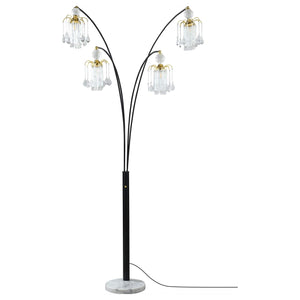 Lámpara de pie colgante Maisel de 91 pulgadas con forma de árbol de arco de cristal, color negro