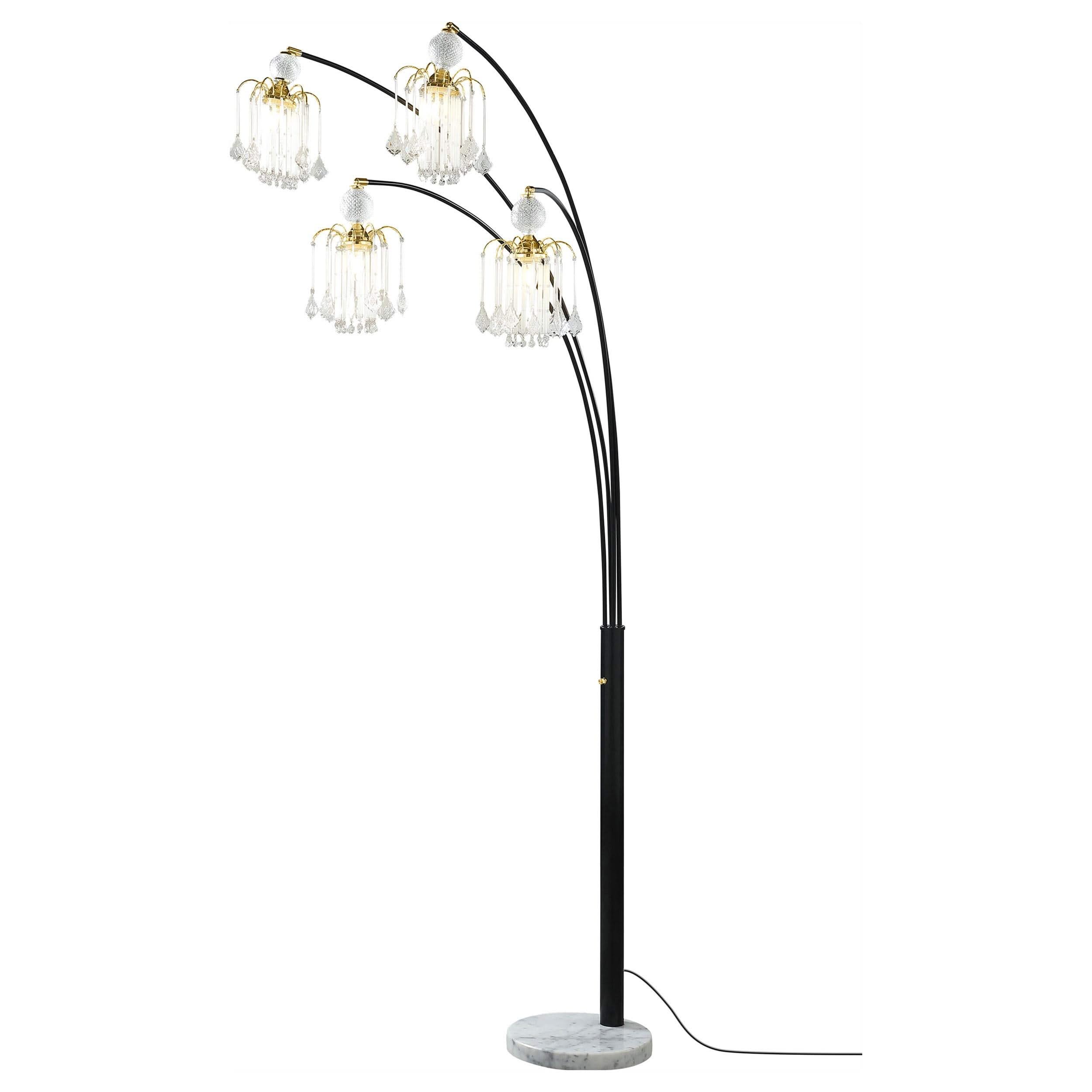 Lámpara de pie colgante Maisel de 91 pulgadas con forma de árbol de arco de cristal, color negro