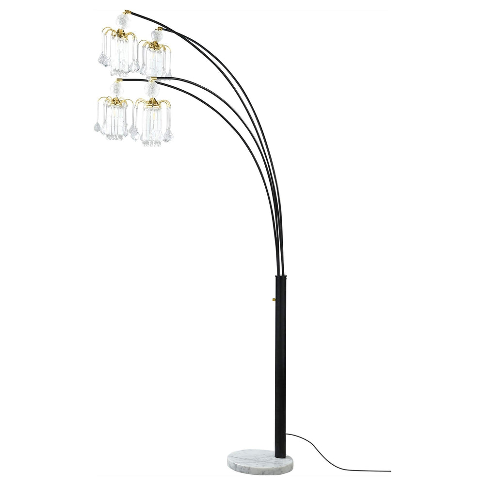 Lámpara de pie colgante Maisel de 91 pulgadas con forma de árbol de arco de cristal, color negro