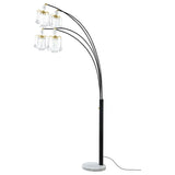 Lámpara de pie colgante Maisel de 91 pulgadas con forma de árbol de arco de cristal, color negro