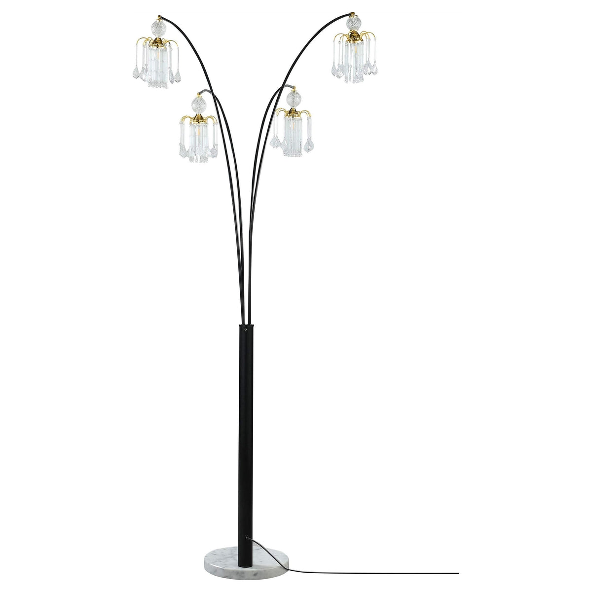 Lámpara de pie colgante Maisel de 91 pulgadas con forma de árbol de arco de cristal, color negro