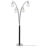 Lámpara de pie colgante Maisel de 91 pulgadas con forma de árbol de arco de cristal, color negro