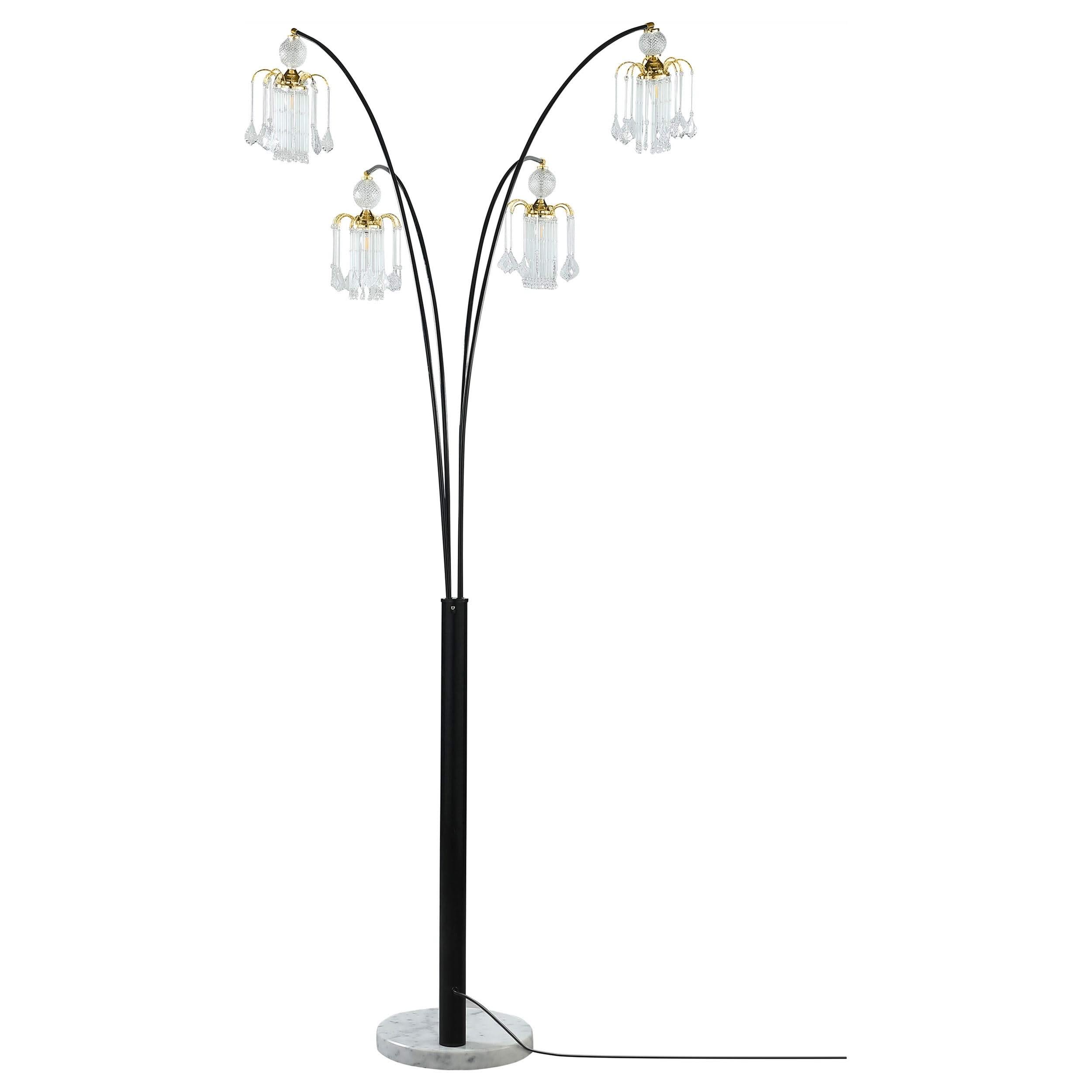 Lámpara de pie colgante Maisel de 91 pulgadas con forma de árbol de arco de cristal, color negro