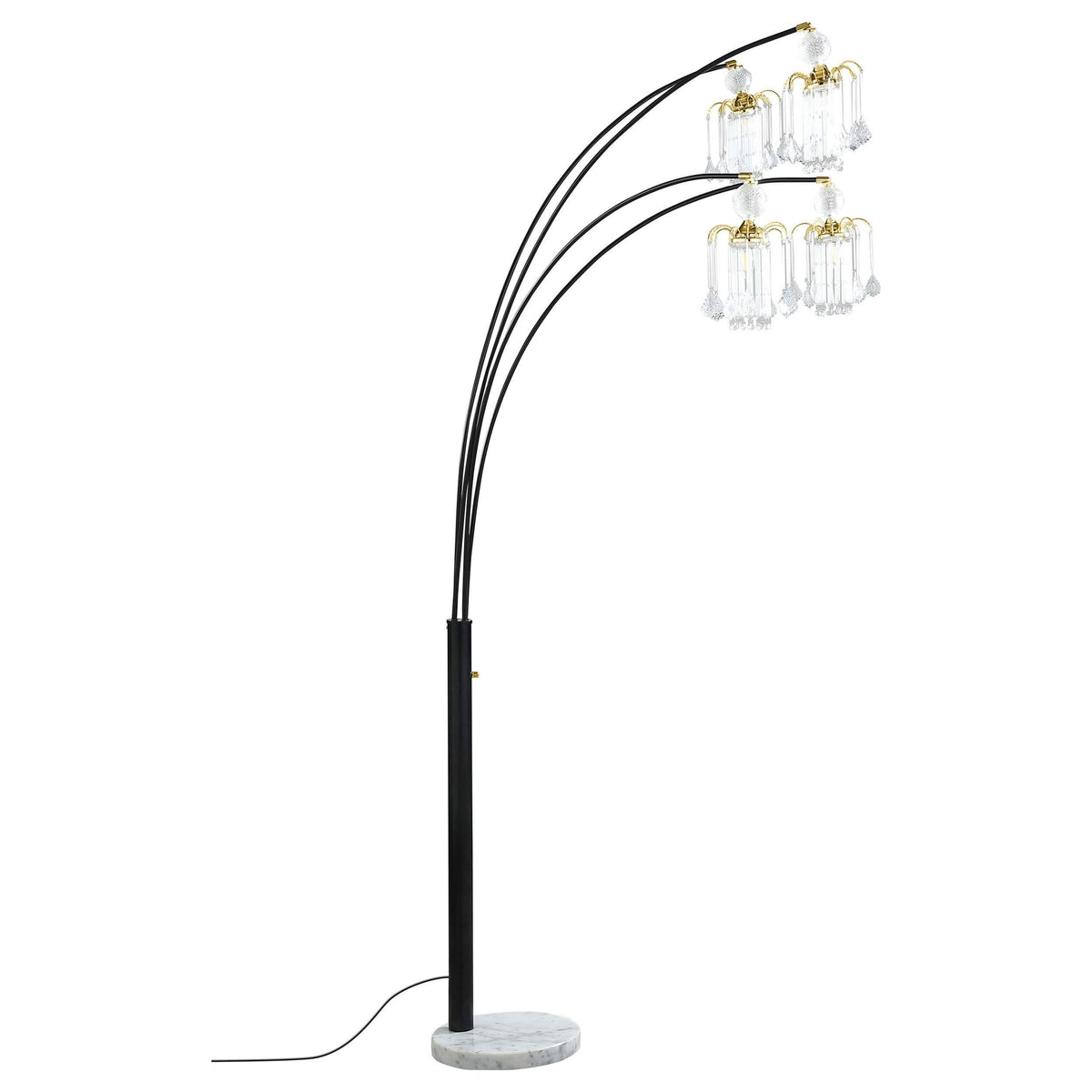 Lámpara de pie colgante Maisel de 91 pulgadas con forma de árbol de arco de cristal, color negro