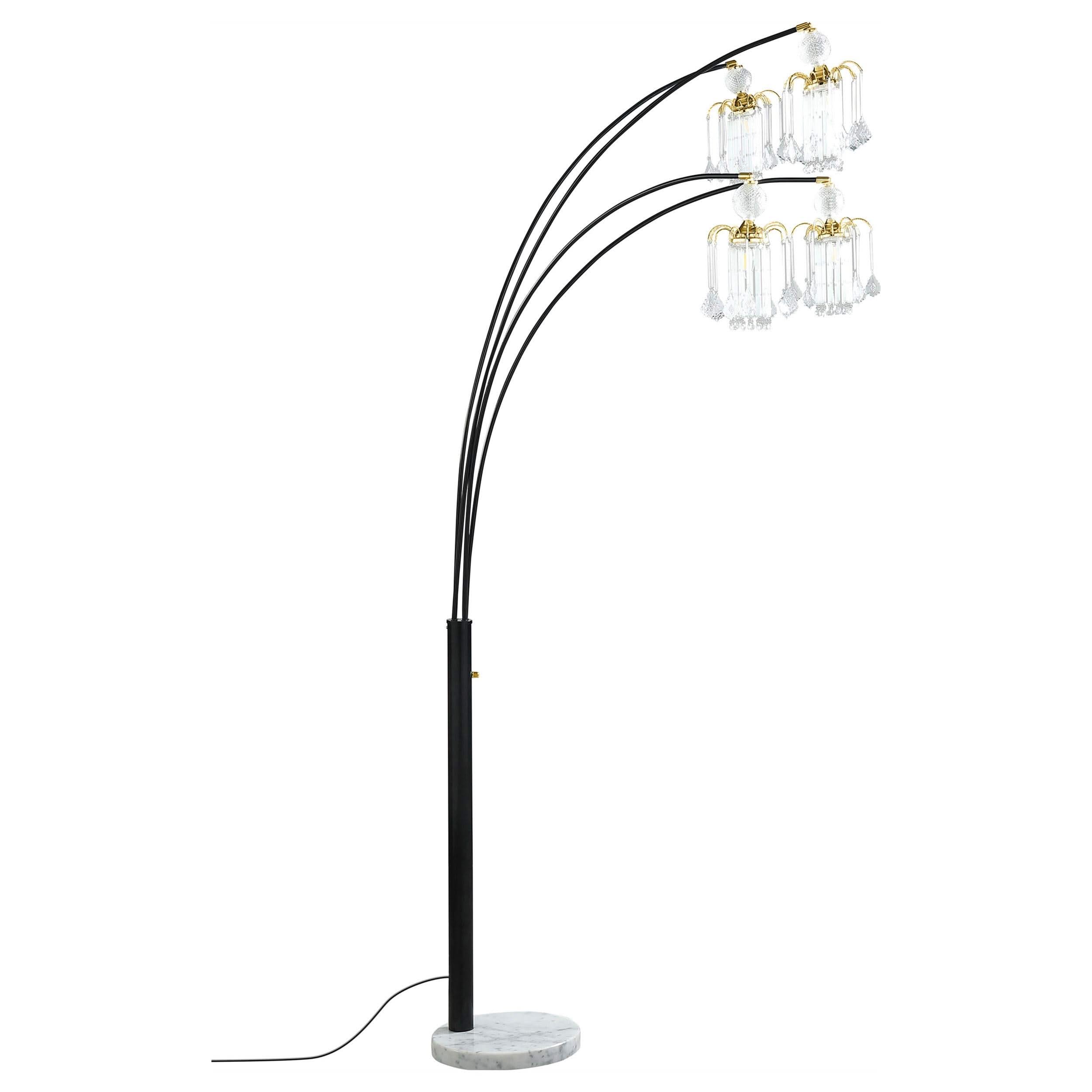 Lámpara de pie colgante Maisel de 91 pulgadas con forma de árbol de arco de cristal, color negro