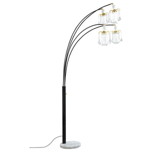 Lámpara de pie colgante Maisel de 91 pulgadas con forma de árbol de arco de cristal, color negro