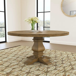 Florence Round 60-inch Wood Dining Table Rustic Honey