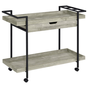 Carrito de bar Ventura de madera de ingeniería con 1 cajón, color gris Driftwood