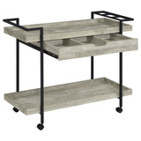 Carrito de bar Ventura de madera de ingeniería con 1 cajón, color gris Driftwood