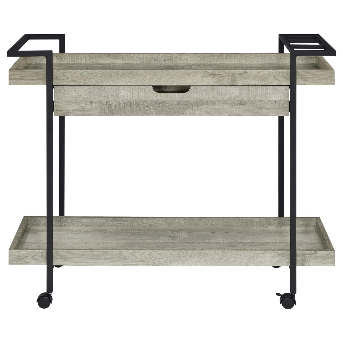 Carrito de bar Ventura de madera de ingeniería con 1 cajón, color gris Driftwood