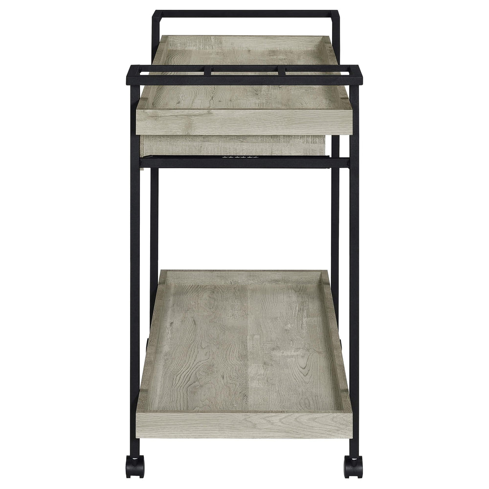 Carrito de bar Ventura de madera de ingeniería con 1 cajón, color gris Driftwood