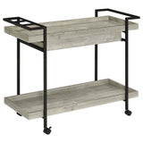 Carrito de bar Ventura de madera de ingeniería con 1 cajón, color gris Driftwood