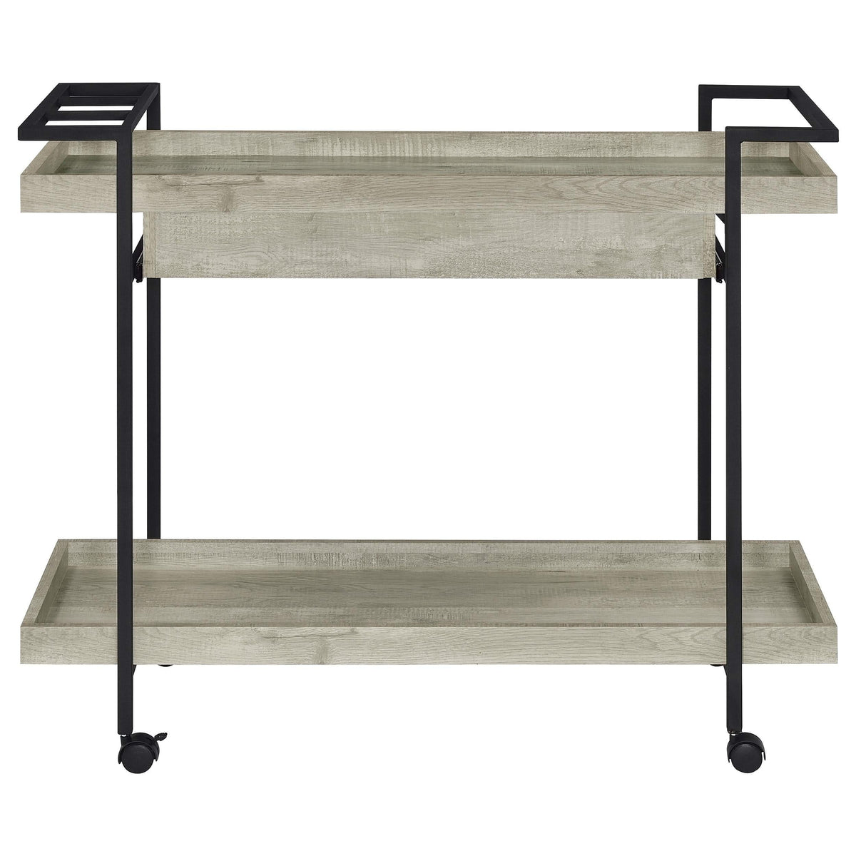 Carrito de bar Ventura de madera de ingeniería con 1 cajón, color gris Driftwood