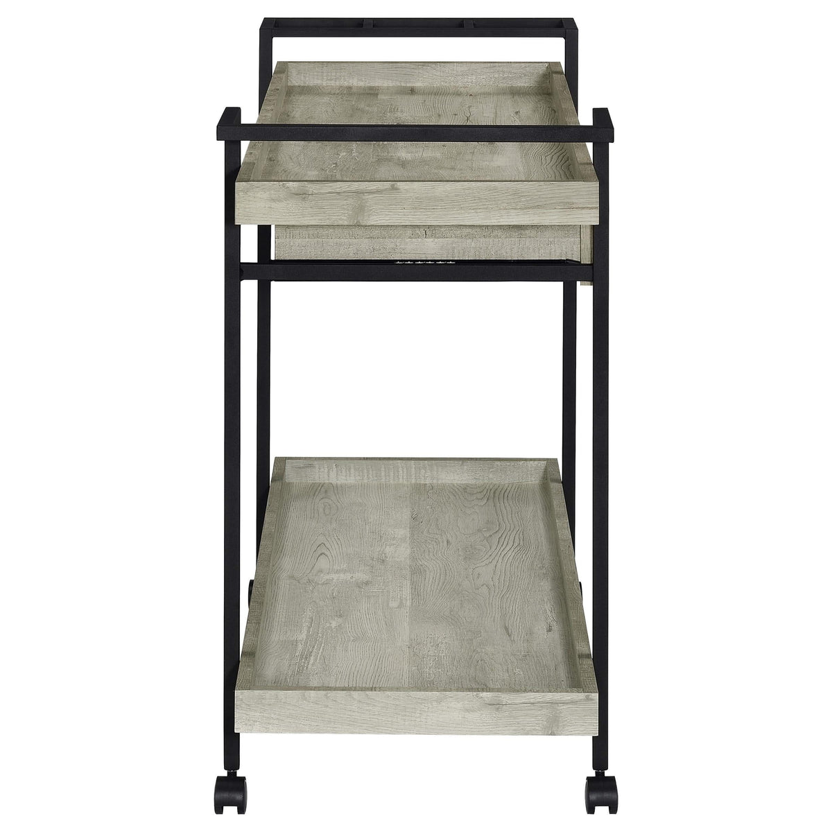 Carrito de bar Ventura de madera de ingeniería con 1 cajón, color gris Driftwood